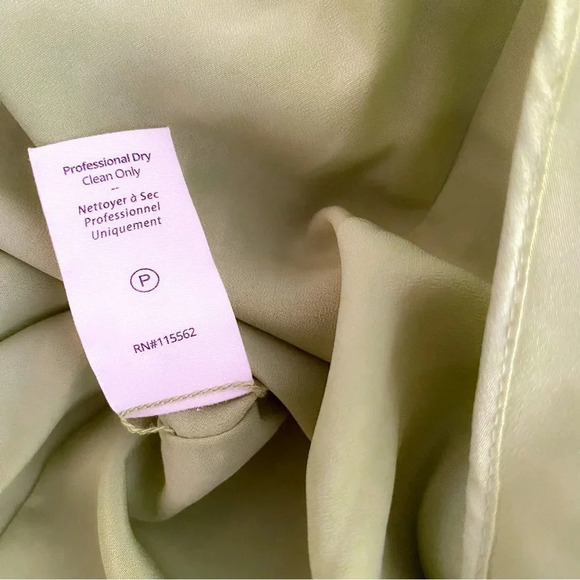 NWOT Cinq a Sept Petunya Ruffle Silk Midi Dress Prickly Pear Green V-neck Satin - Picture 12 of 14